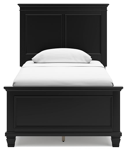 Lanolee Twin Panel Bed with Mirrored Dresser and Nightstand