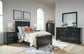 Lanolee Twin Panel Bed with Mirrored Dresser, Chest and Nightstand