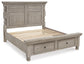 Harrastone California King Panel Bed with Mirrored Dresser and Chest